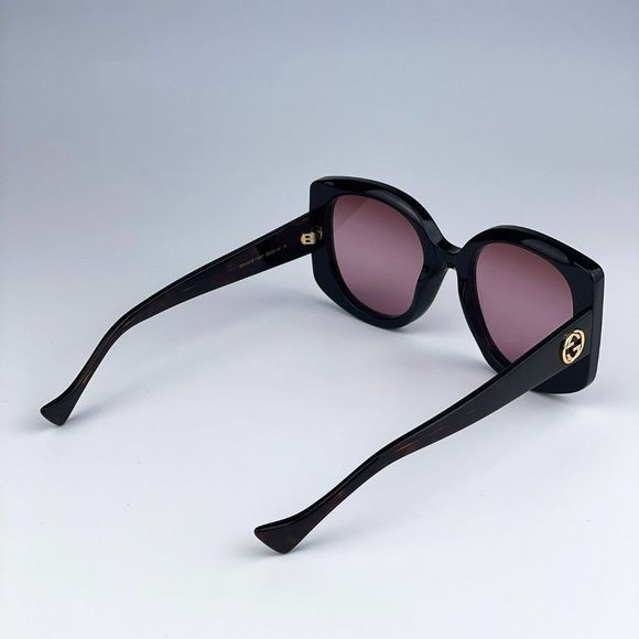 Gucci GG1257S 003 Sunglasses Havana Gradient Red Butterfly Oversized Women
